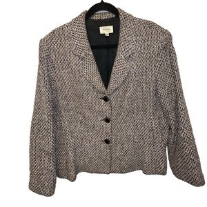 Neiman Marcus Exclusive Vtg Tweed Blazer Sz 18W Brown/Tan/Black with Sparkles